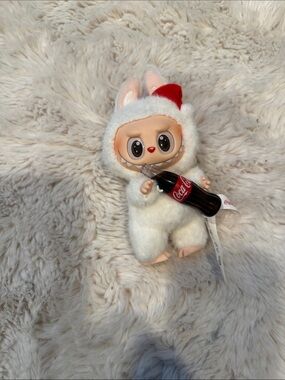 LabubCoca Cola Plush Bunny Costume Collectible - White with Red Accent